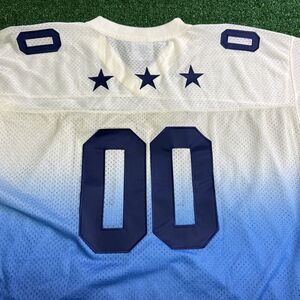 PJ MARK #00 3Star Embroidered Gradient Blue White Football Jersey‎ Mens Large
